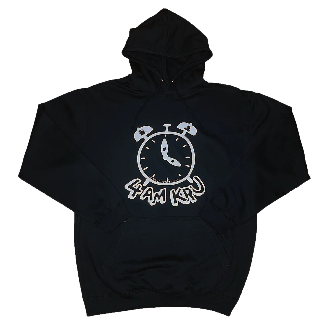 4AM KRU LOGO HOODIE - BLACK UK