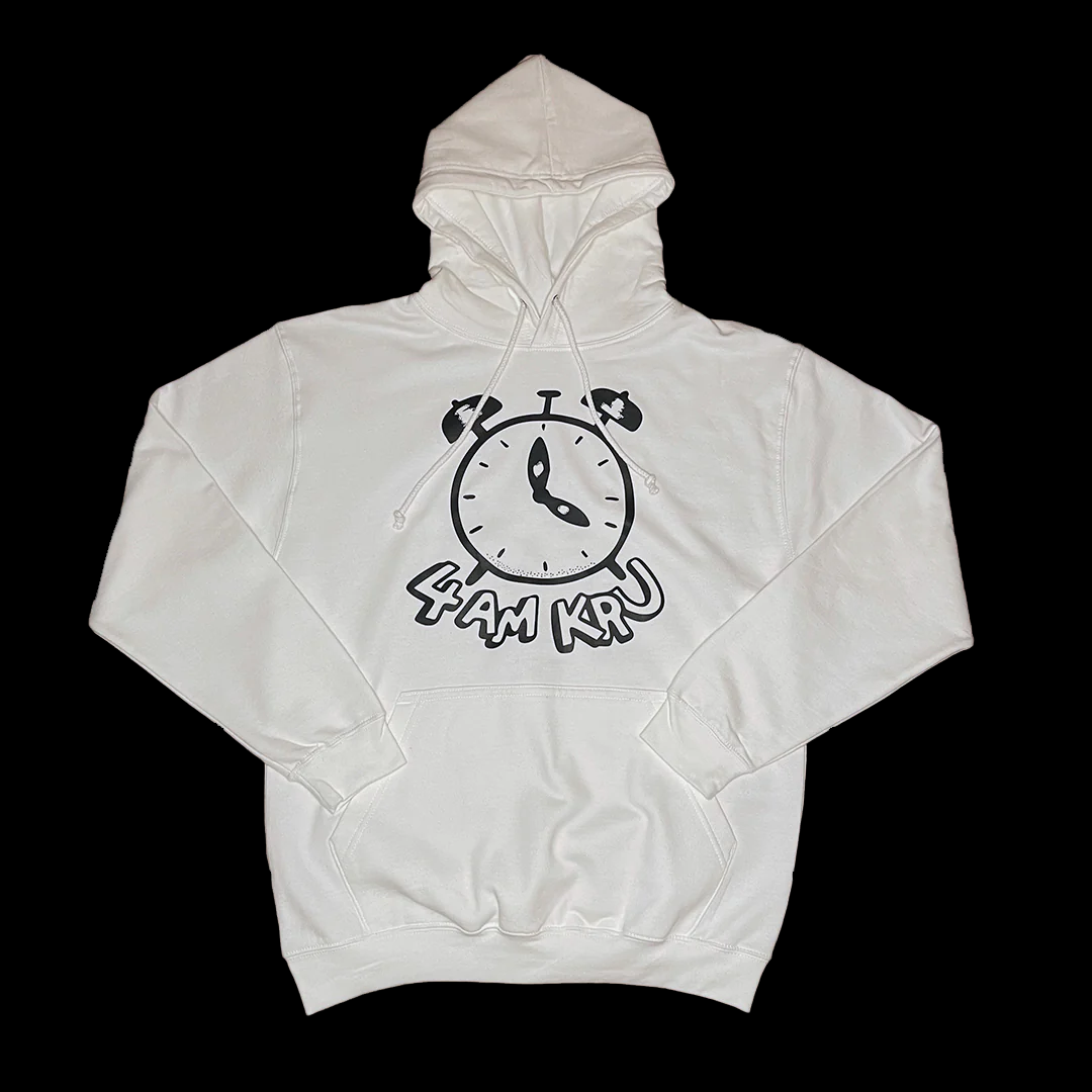 4AM KRU LOGO HOODIE - WHITE UK